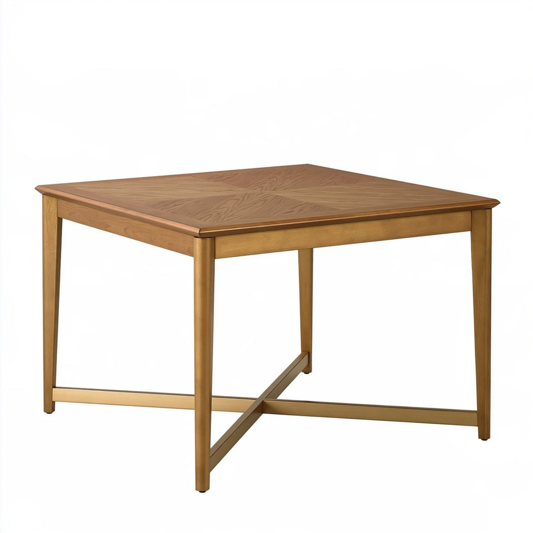 Tavolo da pranzo quadrato 100 x 100 x 75 cm in legno marrone stile classico