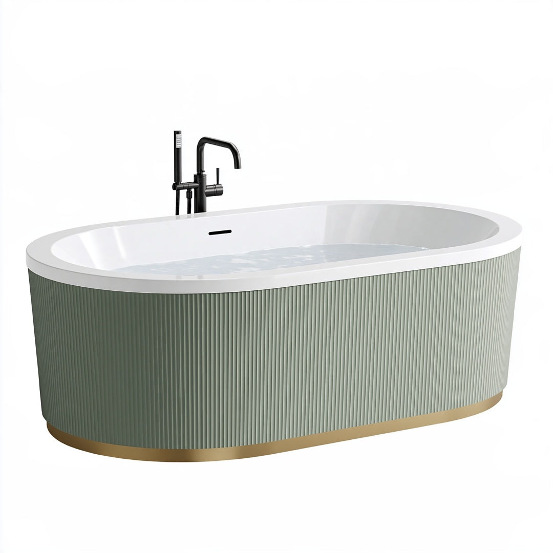 Vasca da bagno freestanding 170 x 80 cm in acrilico bianco e verde salvia stile moderno
