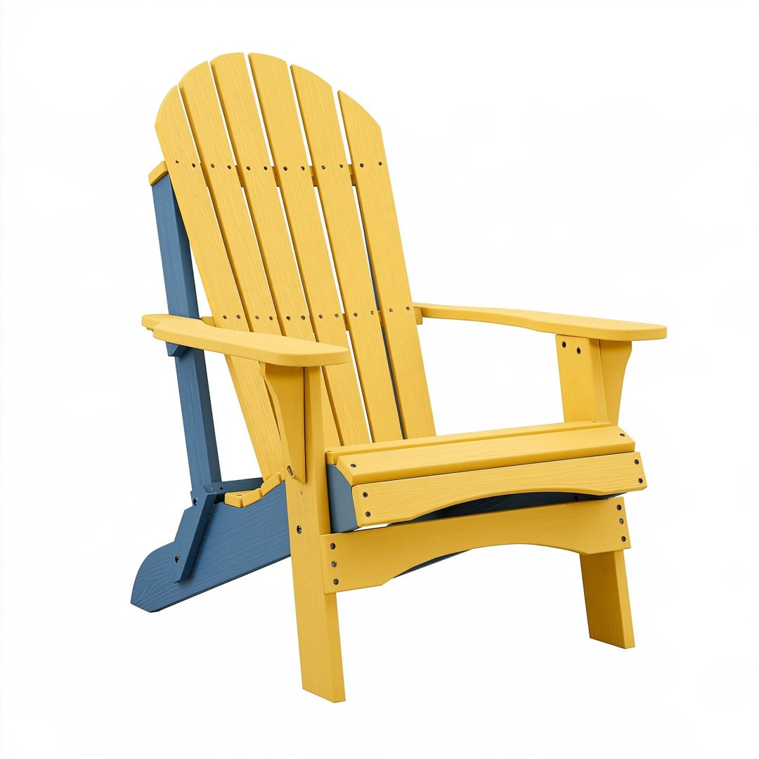 Sedia Adirondack da esterno 98 x 78 x 93 cm in legno giallo e blu con braccioli