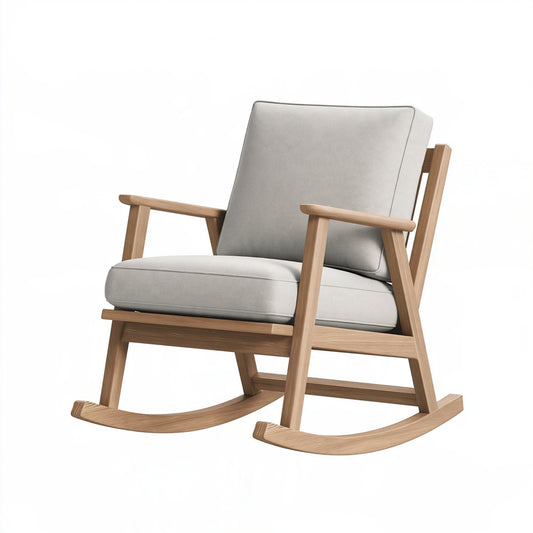 Sedia a dondolo 70 x 95 x 98 cm in legno e tessuto grigio stile nordico
