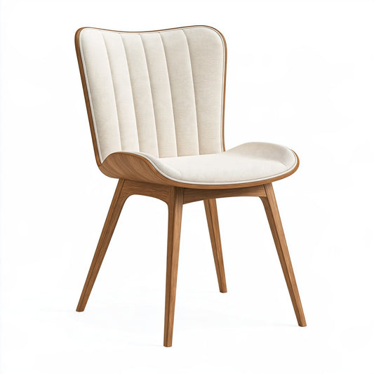 Sedia da pranzo 55 x 60 x 82 cm in legno e tessuto beige - schienale imbottito stile moderno
