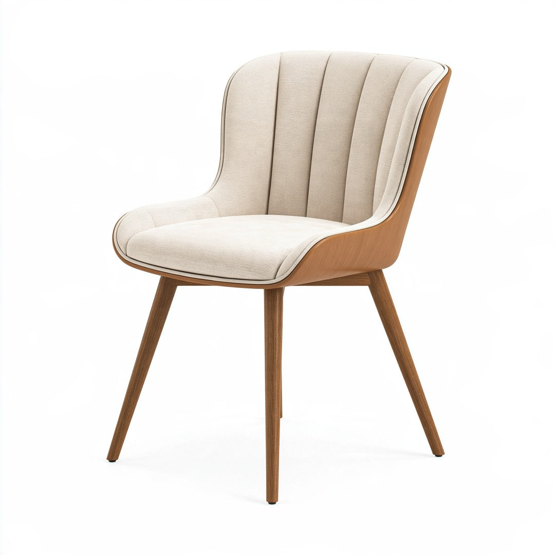 Sedia imbottita 60 x 62 x 88 cm in legno e tessuto crema stile moderno