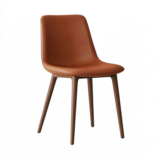 Sedia da pranzo 48 x 55 x 82 cm in similpelle marrone con gambe in legno stile moderno