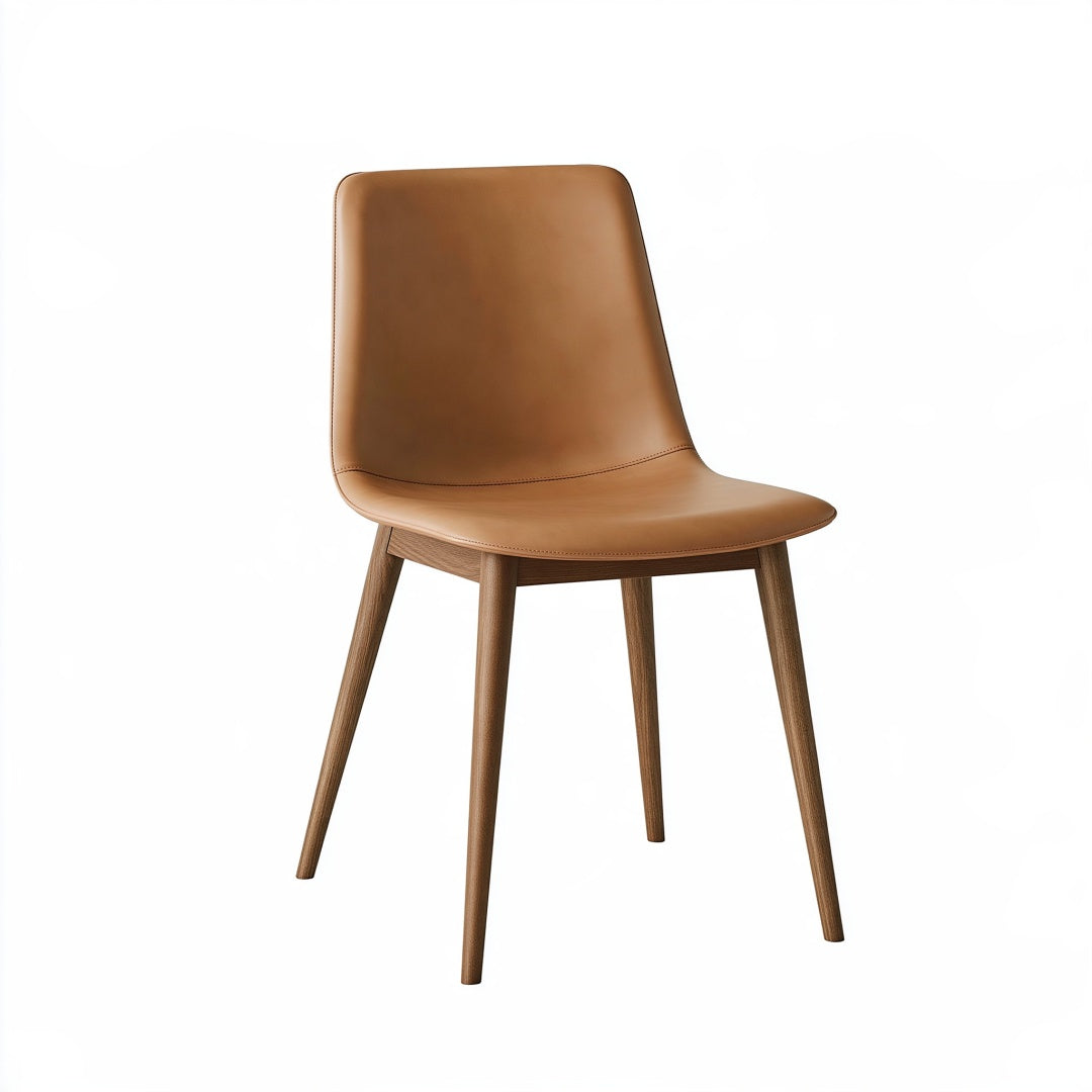 Sedia da pranzo 48 x 54 x 82 cm in similpelle marrone con gambe in legno stile moderno