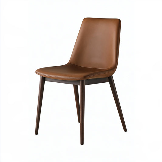 Sedia da pranzo 48 x 55 x 82 cm in similpelle marrone con gambe in legno stile moderno