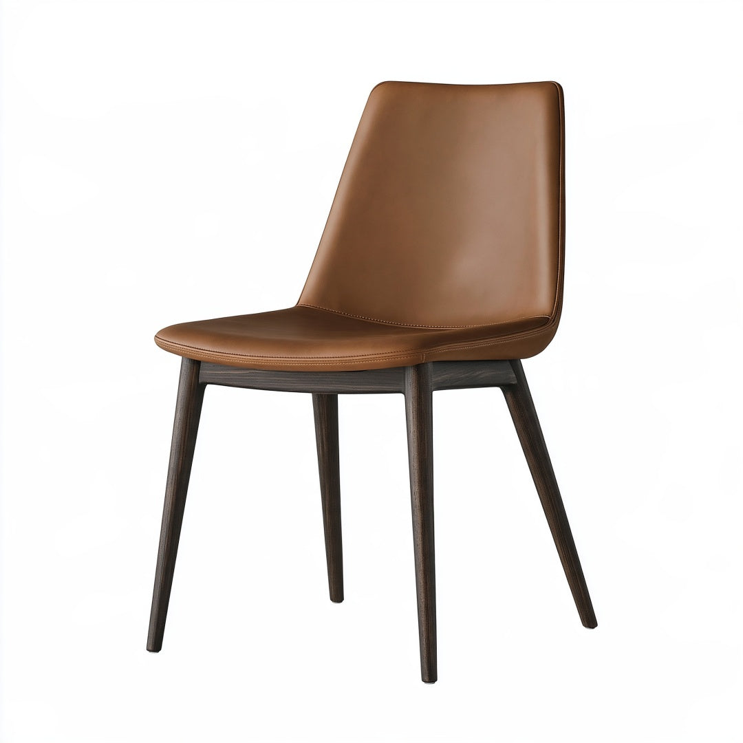 Sedia da pranzo 48 x 55 x 84 cm rivestimento effetto pelle marrone struttura in legno stile moderno
