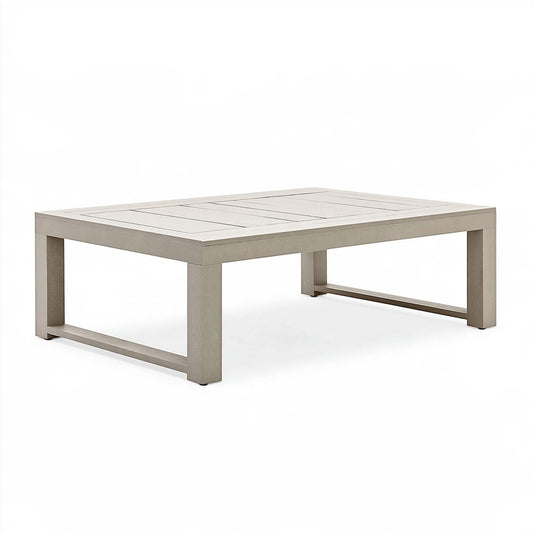Tavolo da giardino 120 x 70 x 45 cm in alluminio grigio tortora - piano a doghe stile moderno