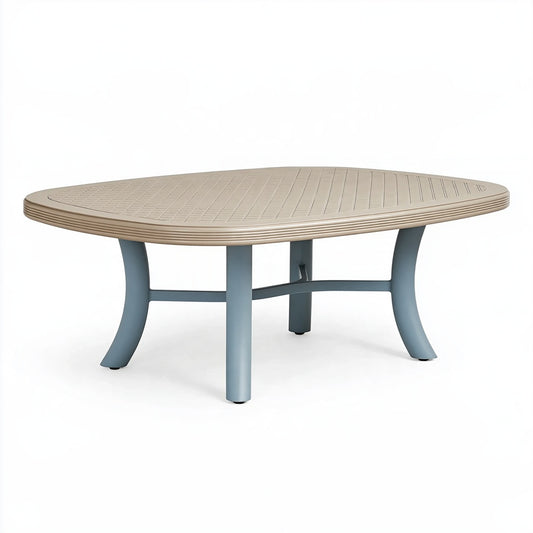 Tavolo da giardino ovale 180 x 100 x 75 cm in plastica e metallo beige grigio stile moderno
