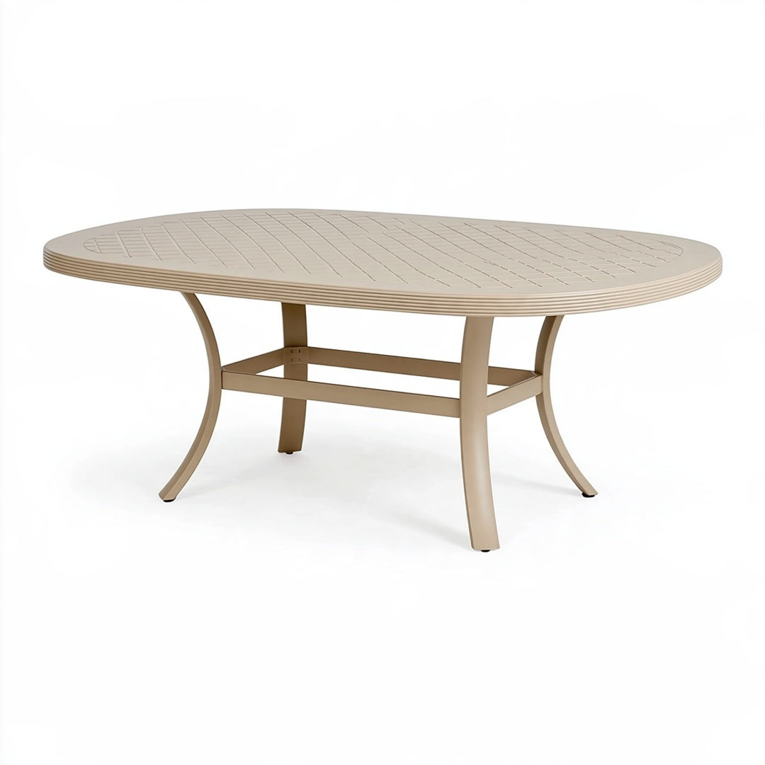 Tavolo da giardino ovale 180 x 100 x 75 cm in metallo beige - stile contemporaneo