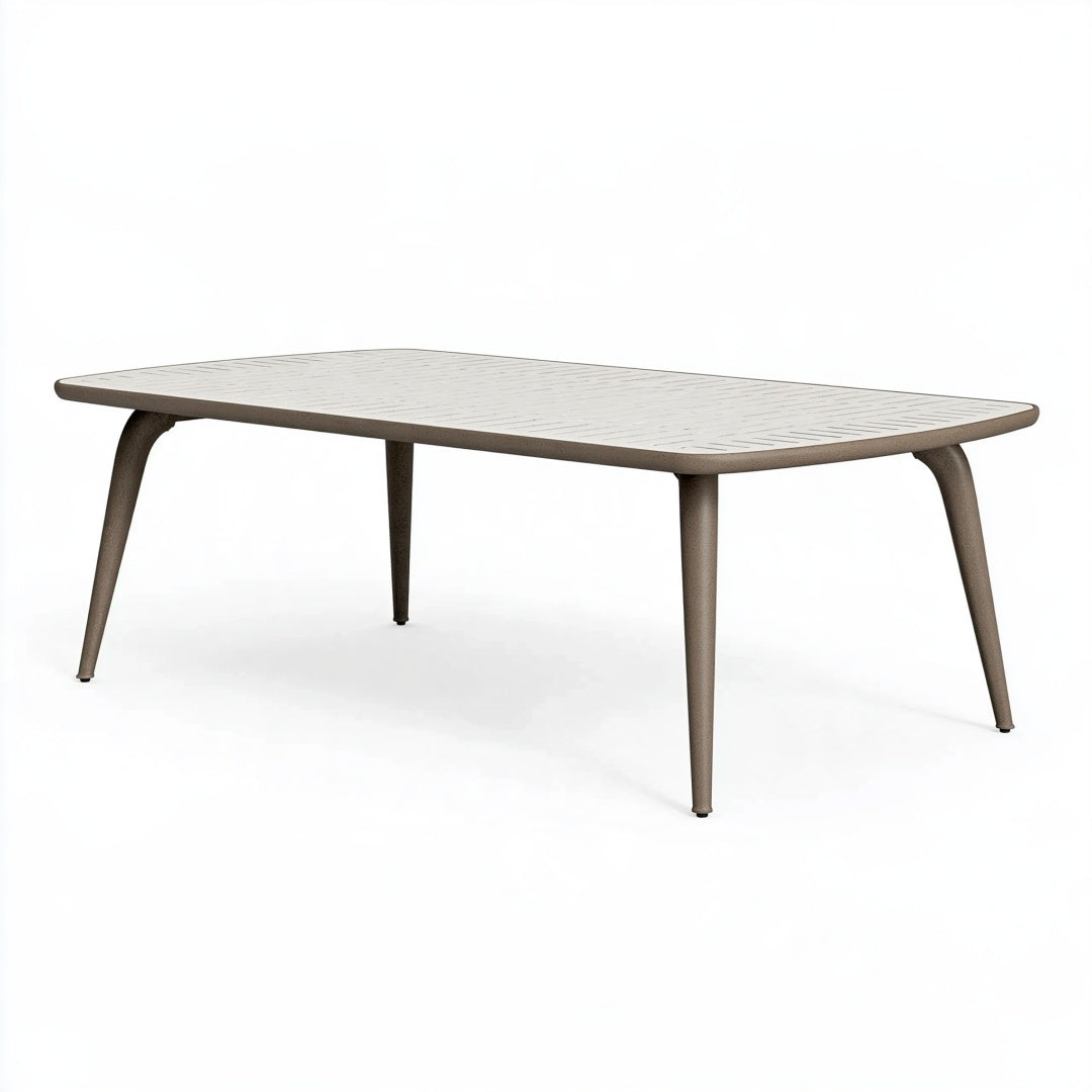 Tavolo da esterno 160 x 90 x 75 cm in metallo tortora - stile moderno