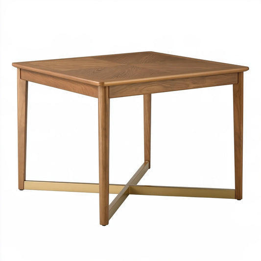 Tavolo da pranzo 120 x 120 x 76 cm in legno marrone con struttura in metallo stile moderno