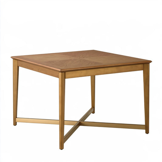 Tavolo da pranzo quadrato 100 x 100 x 75 cm in legno marrone stile classico