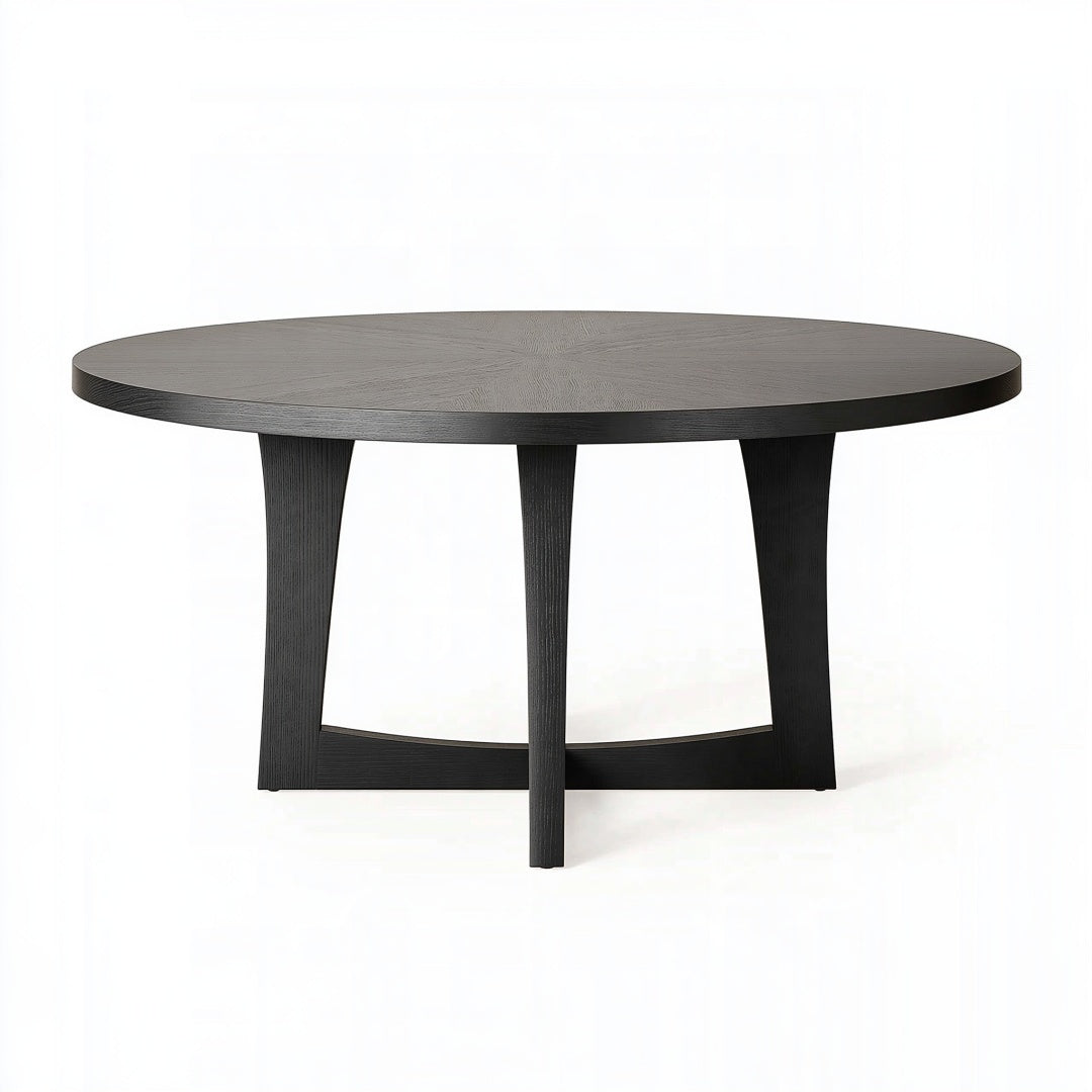 Tavolo da pranzo rotondo diametro 120 cm in legno nero stile moderno