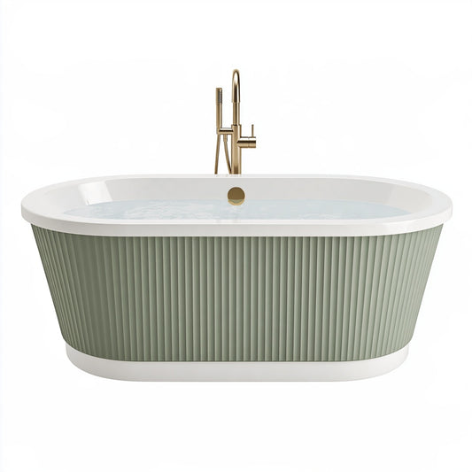 Vasca da bagno freestanding ovale 170 x 80 cm in acrilico verde salvia e bianco - stile contemporaneo